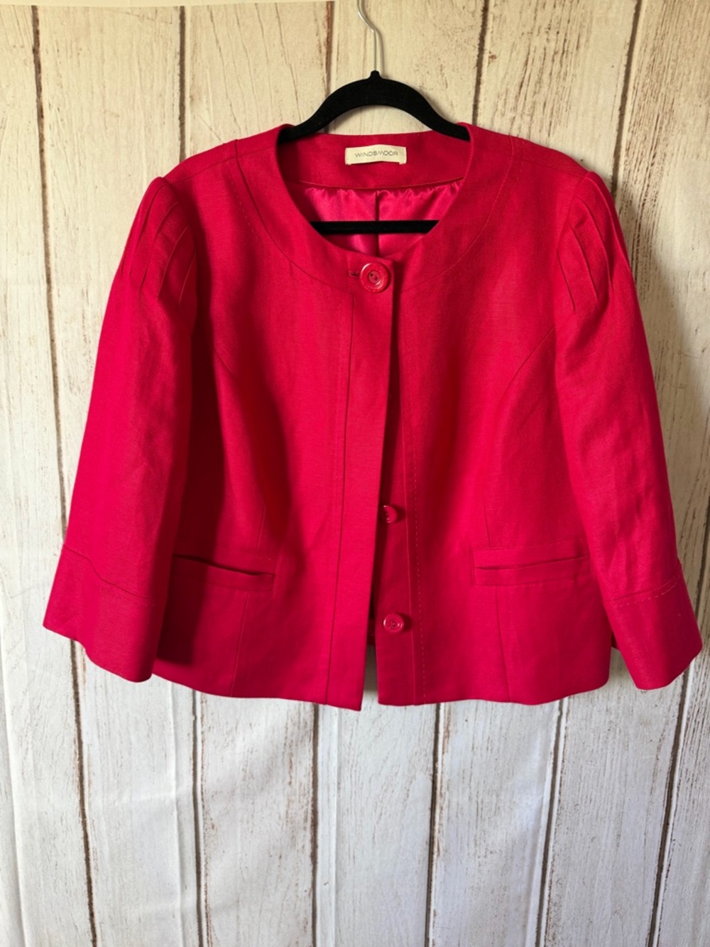 Windsmoor Raspberry Pink Linen Blend Button-Up Jacket Size 12
